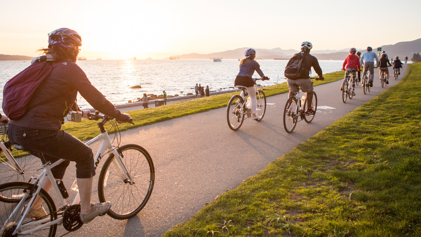 Biking on the seawall in Vancouver